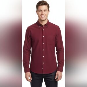 J Crew- Men's Burgundy Button-Up Shirt - New - S